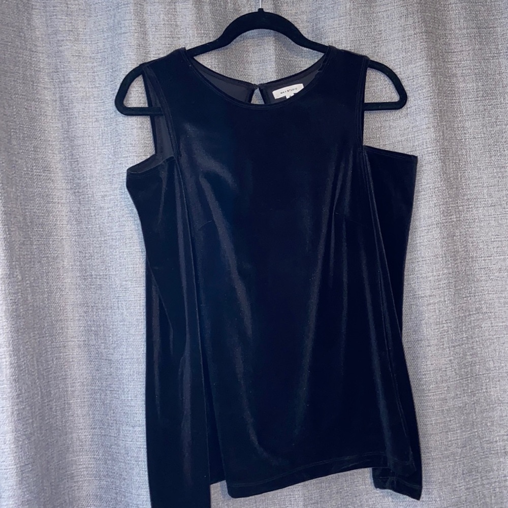 Velvet black cold shoulder top